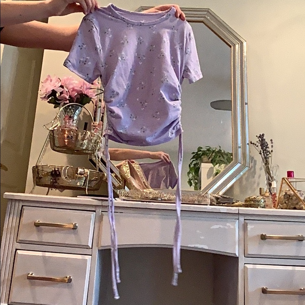XXS Hollister Lilac Baby Tee With Flowers